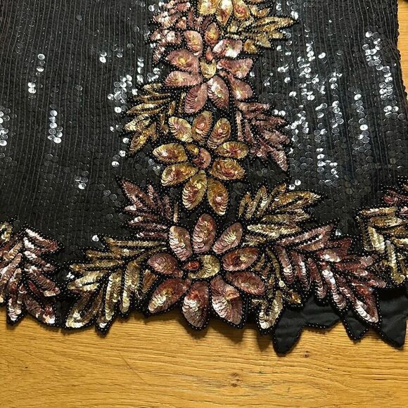 Vintage Stenay sequin scalloped blouse black medium - Picture 2 of 9